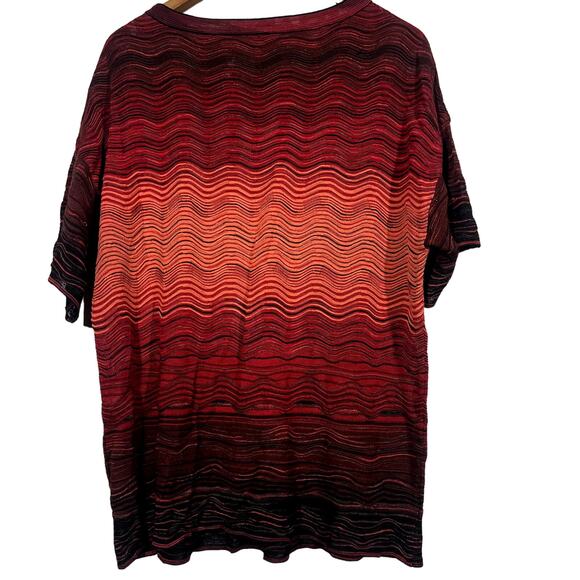 Missoni M Signature Red Oversize Tunic Top Short Sleeve Draped - XL - Picture 2 of 3